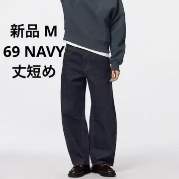 새상품 완판 GU 배럴 레그 청바지 짧은 기장 M 69 NAVY 네이비