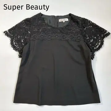 Super Beauty 레이스 티셔츠 반팔 블랙 42 L 큐빅