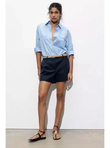 자라 벨트 디테일 다트 바미다 팬츠 M 사이즈 벨트 포함