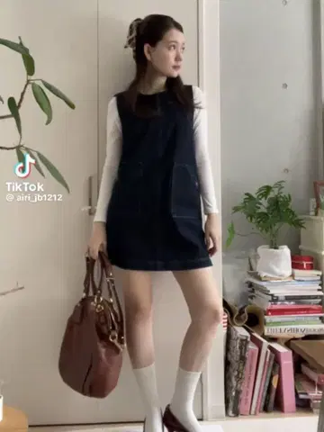 tina jojun 데님 오버롤 스커트