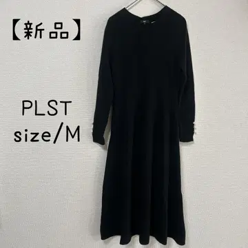 [새상품] PLST 플라스테 롱 원피스 M 블랙 펄 긴팔 니트