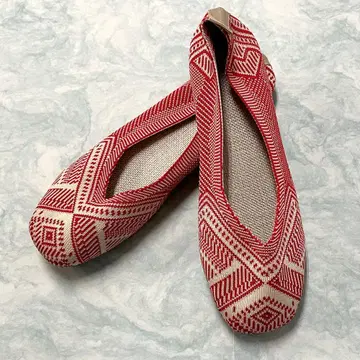 새상품 #1454-3 플랫슈즈 레드 24.5cm 상당