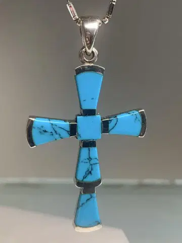 터콰이즈 실버 925 크로스 목걸이