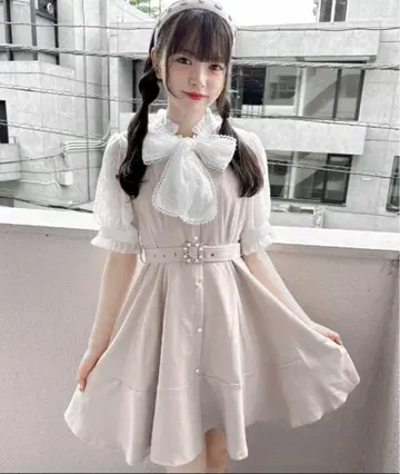 ROJITA 벨트 페플럼 플레어 반팔 원피스