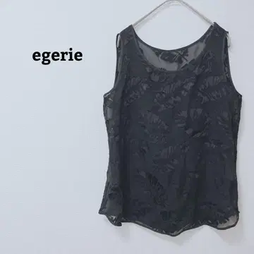 에젤리 티셔츠 탱크탑 실크100 슬리브리스 시어 보타니컬
