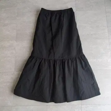 미리 meri 나일론 플레어 스커트 머메이드 롱 블랙