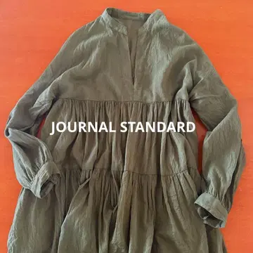 JOURNAL STANDARD 올리브색 긴팔 얇은 소재 개더 튜닉