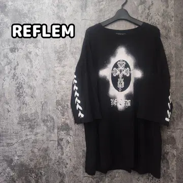 REFLEM 크로스 프린트 블랙 티셔츠