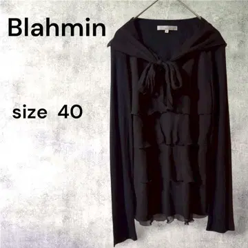 [Brahmin] 긴팔 디자인 티셔츠 상의 리본 프릴 블랙 여성용