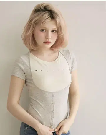 정품 ANDMARY Mary logo tops gray