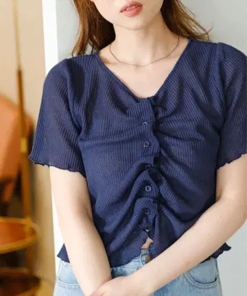 <Kastane> 프론트 셔링 반팔 티셔츠