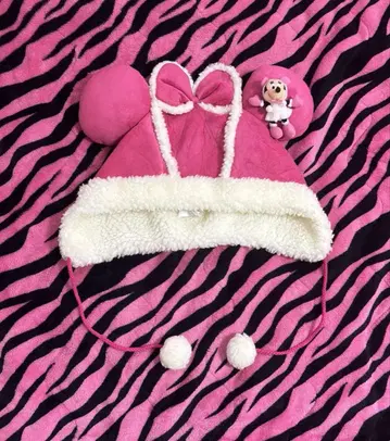 디즈니 미니 모코모코 팬 캡 모자 핑크