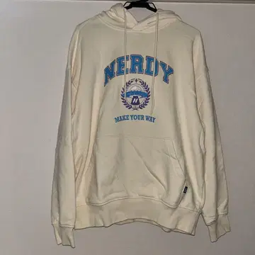 NERDY 후드 부착 후드티 크림색