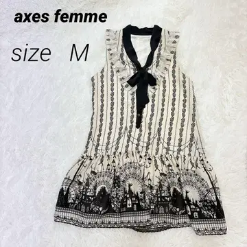 axes femme 슬리브리스 원피스 티어드 레이스 리본 타이