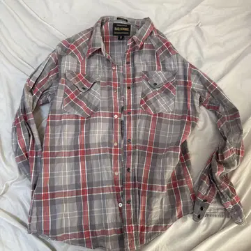 BACK NUMBER XL 플란넬 셔츠 그레이/레드 체크