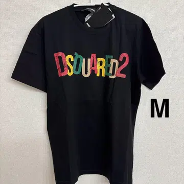 블랙 M 사이즈 DSQUARED2 컬러풀 로고 티셔츠