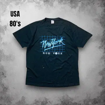 80s USA제 빈티지 아트 티셔츠 선 페이드 NY 기념품 T