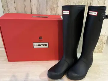 HUNTER 블랙 장화 레인부츠 버클 포함