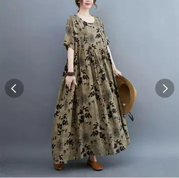 새상품 앤티크 플라워 프린트 패턴 롱 원피스