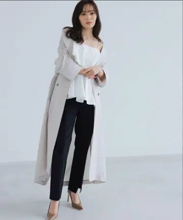 anuans 아뉴앙스 슬림 슬릿 팬츠 블랙 TALL 네이비