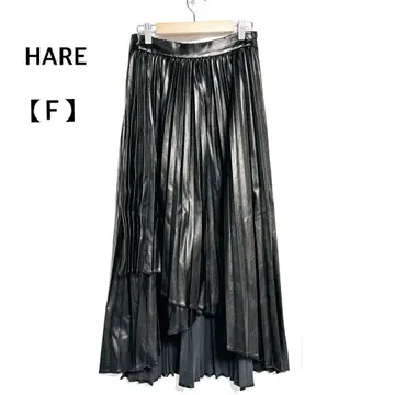 hare 플리츠 레이어드 스커트 페이크 레더 플리츠 스커트 [F] 블랙