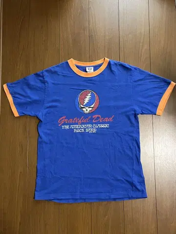 Grateful Dead 티셔츠 파랑 오렌지 링거 티셔츠 00s