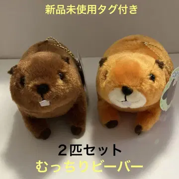 무찌리 비버 봉제 인형 키링 2개 세트 미사용 택 포함