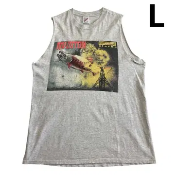 90s USA제 Red Zeppelin 컷오프 티셔츠 XL 그레이