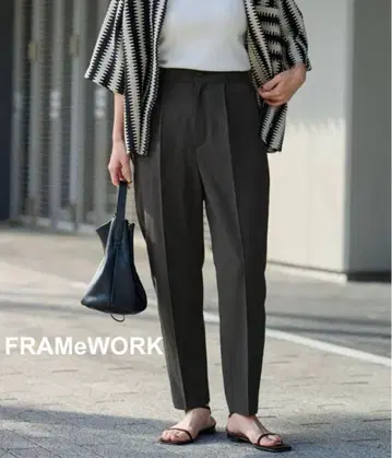 새상품급 FRAMeWORK 발수 강연 폴리에스테르 이지 팬츠 흑먹색 36