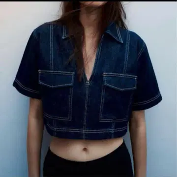 Zara 데님 크롭 셔츠