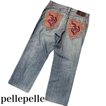 pellepelle 페레페레 초와이드 데님 청바지 스트릿 배기 팬츠