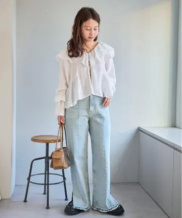 [Kastane] 워시드 스트레이트 데님 팬츠