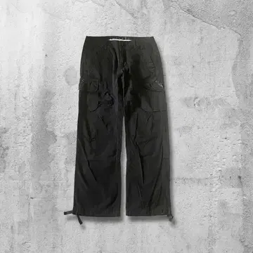 90's 빈티지 카고 팬츠 디자인 워크 아메카지 블랙 그런지