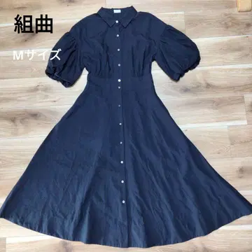 쿠미쿄쿠 볼륨 슬리브 셔츠 원피스