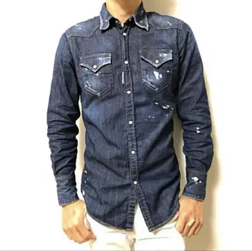 DSQUARED2 데미지 가공 데님 셔츠