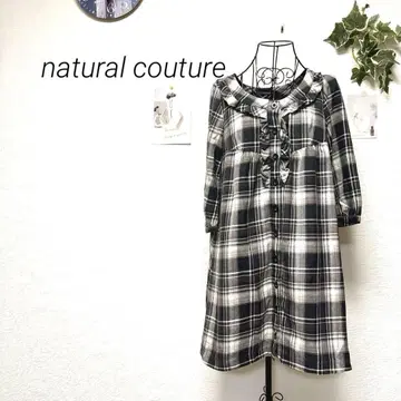 9400 natural couture 체크 무늬 7부 소매 원피스