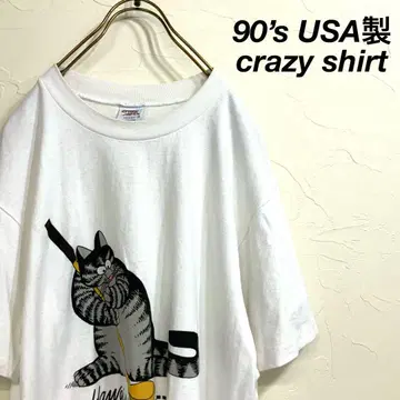 90년대 USA 생산 crazy shirt 크리반 캣 골프 고양이 t