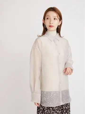 SNIDEL 오간 셔츠 하이넥 레이어드 니트 아이보리