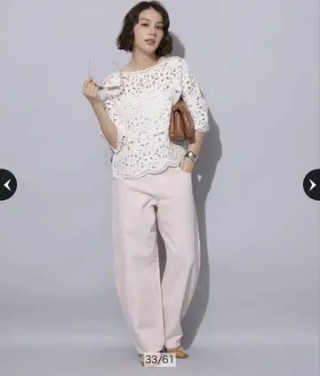 Arpege story 자수 반팔 블라우스 화이트