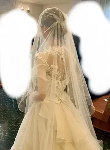 알파 블랑카 화이트 튤 라메 웨딩 베일 베일