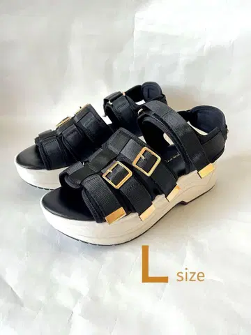 블랙 x 골드 버클 샌들 L 사이즈