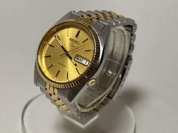 새상품급 SEIKO 5 7S26-0500 콤비 백스켈레톤 데이데이트