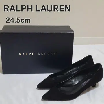 랄프 로렌 스웨이드 로우 힐 펌프스 24.5cm 블랙
