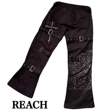 REACH 펑크 락 십자가 본지티 팬츠 벨트 플랩 블랙