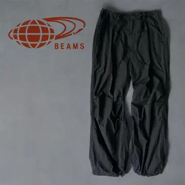 BEAMS 빔즈 코튼 나일론 오버 팬츠 드로 코드 블랙 M