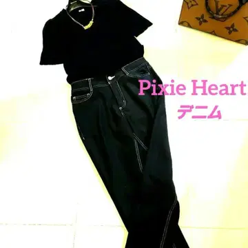 미사용! Pixie Heart 소프트 블랙 데님 팬츠 (L)