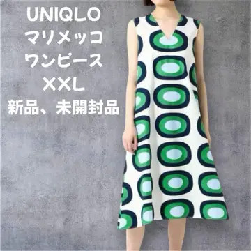 유니클로 마리메꼬 V넥 플레어 원피스 새상품, 미개봉 2XL