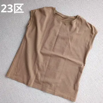 23구 [새상품급] 슬리브리스 티셔츠 상의 브라운 38