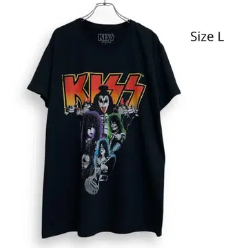 KISS 키스 빈티지 가공 밴딩 티셔츠 L
