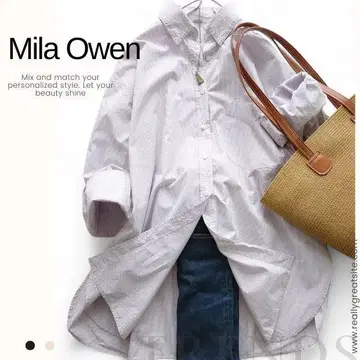 Mila Owen 긴팔 셔츠 숨겨진 단추 다운 오버 셔츠